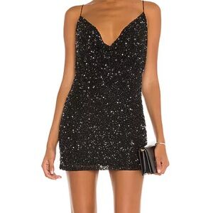 Retrofete Mich Mini Dress in Black Size L